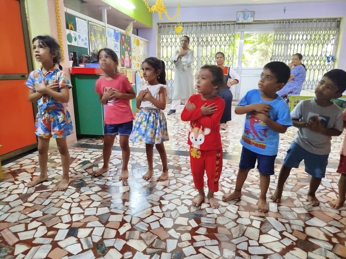 Children participating in an active classroom learning moment